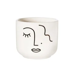 Abstract Face White Large Planter