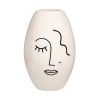 Abstract Face White Large Vase