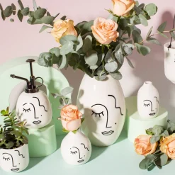 Abstract Face White Large Vase