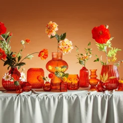 Amber Glass Bud Vases - Set of 3