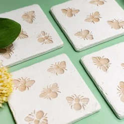 Bee Imprint Coasters - Set of 4