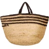 Black Stripe Jute Storage Basket