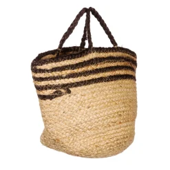 Black Stripe Jute Storage Basket