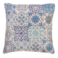 Blue Tile Print Cushion Cover