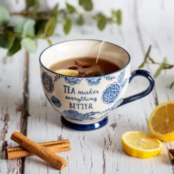 Blue Willow Floral Mug