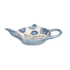 Blue Willow Floral Tea Lovers Tea Bag Dish