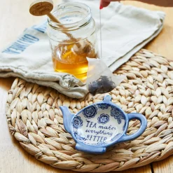 Blue Willow Floral Tea Lovers Tea Bag Dish