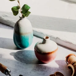 Dip Glazed Ombre Turquoise Vase