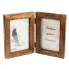 Double Dark Brown Wood Photo Frame