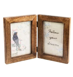 Double Dark Brown Wood Photo Frame