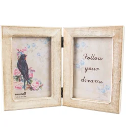 Double White Wood Photo Frame