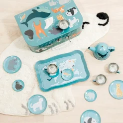 Endangered Animals Print Tin Tea Set