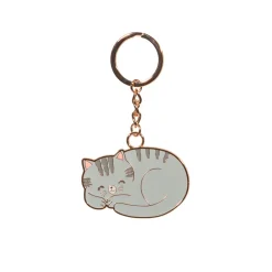 Grey Cat Enamel Keyring