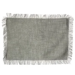 Grey Stonewash Placemats with Fringed Edge - Set of 2