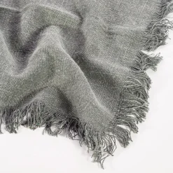 Grey Stonewash Placemats with Fringed Edge - Set of 2
