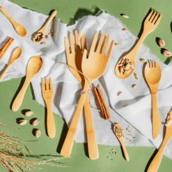 Hands Bamboo Salad Servers