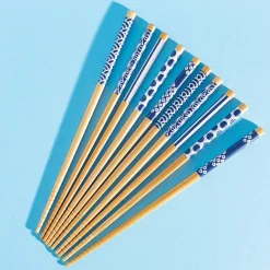 Japandi Bamboo Blue Chopsticks - Set of 5