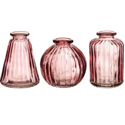 Pink Glass Bud Vases - Set of 3