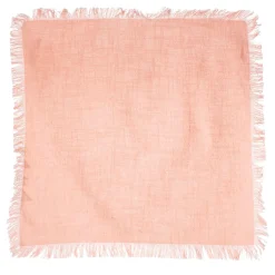 Pink Stonewash Napkins with Fringed Edge - Set of 2