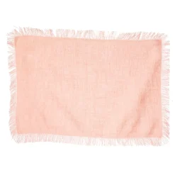 Pink Stonewash Placemats with Fringed Edge - Set of 2