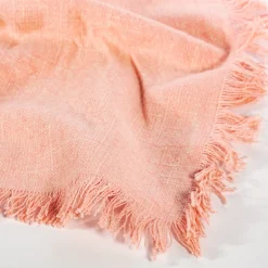 Pink Stonewash Placemats with Fringed Edge - Set of 2
