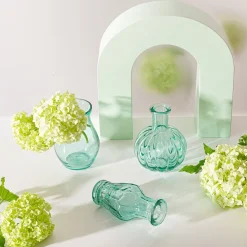 Recycled Glass Vintage Bud Vase Pale Blue - Set of 3