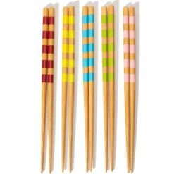 Striped Bamboo Chopsticks - Set of 5