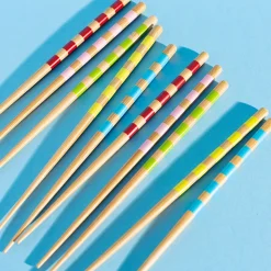 Striped Bamboo Chopsticks - Set of 5