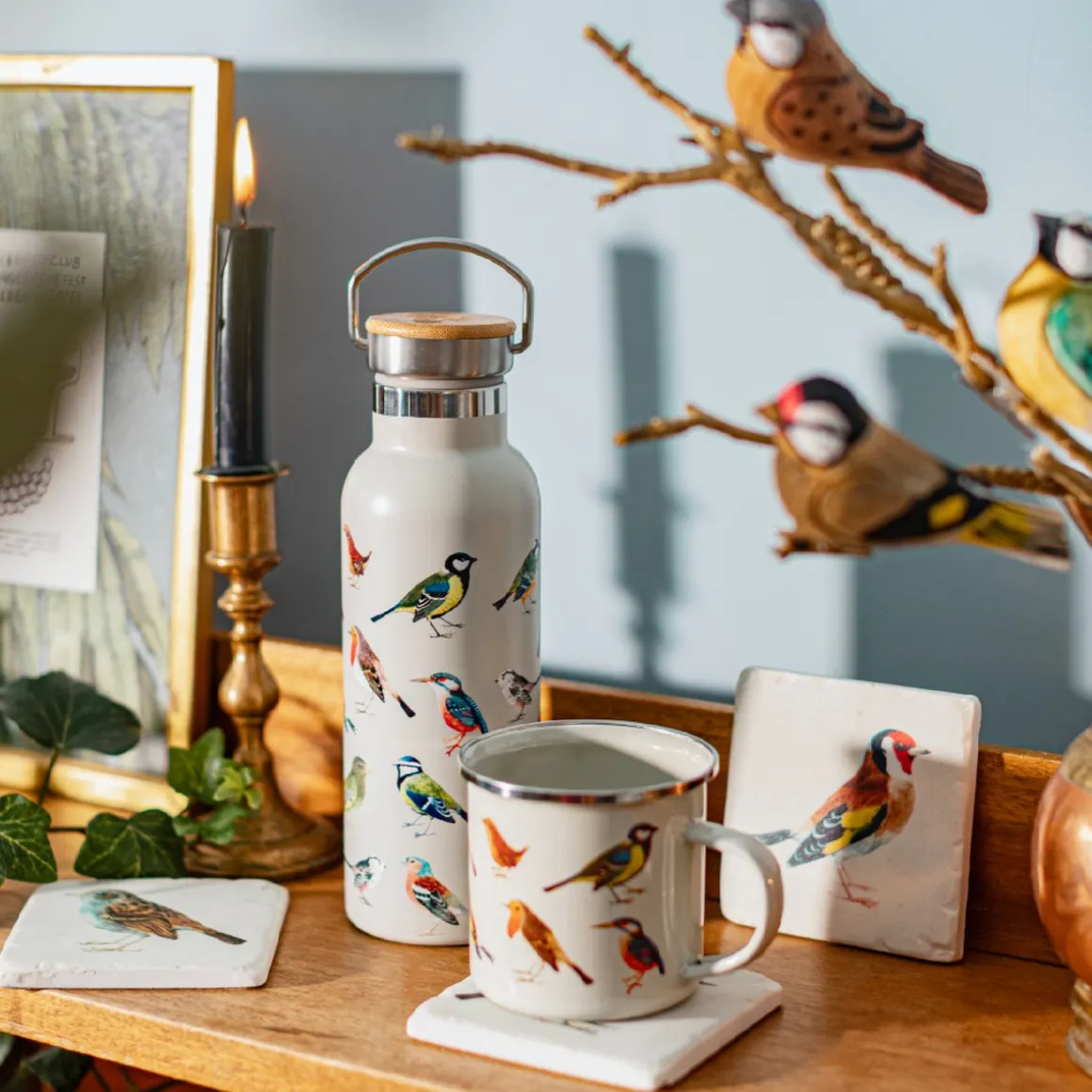 Vintage Birds Enamel Mug