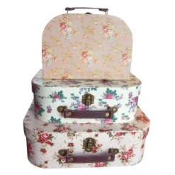 Vintage Rose Suitcases - Set of 3