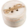 Wooden Brown Button Coaster - Set of 6