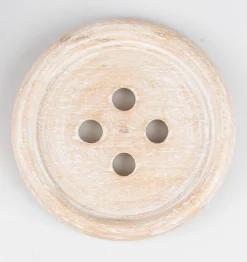 Wooden Brown Button Coaster - Set of 6